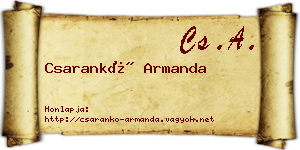 Csarankó Armanda névjegykártya